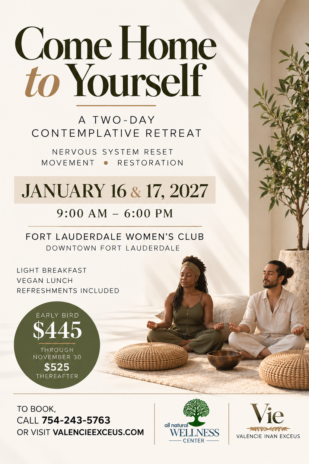 Come Home to Yourself, a two-day contemplative retreat, January 16 and 17, 2027, Fort Lauderdale