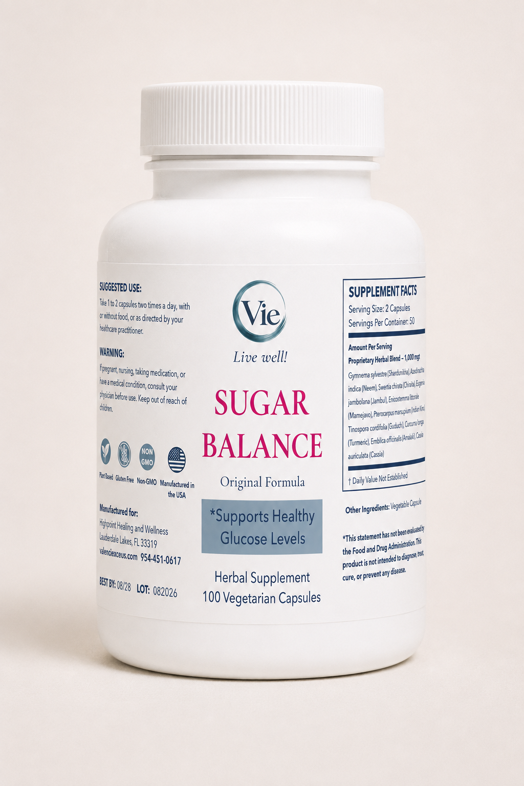 Sugar Balance Glucose Support Formula bottle, wholesale case of 12