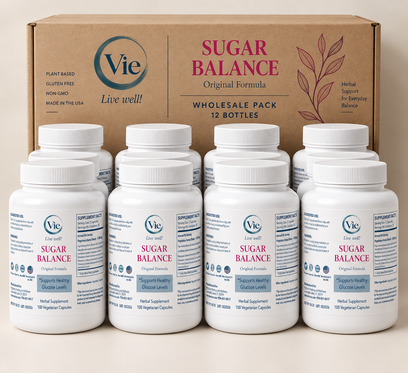 Sugar Balance wholesale pack, 12 bottles with kraft case
